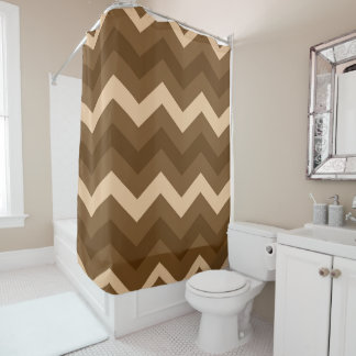 Moderne braune und cremefarbene Chevron-Zickzack-D Duschvorhang