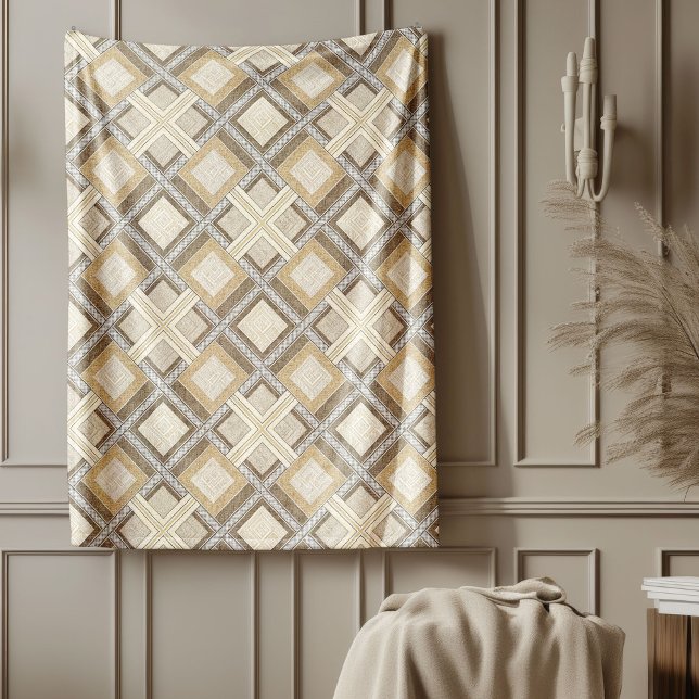 Moderne braune und ivorische subtile Muster Fleecedecke (Contemporary Brown and Ivory Subtle Patterns Fleece Blanket)