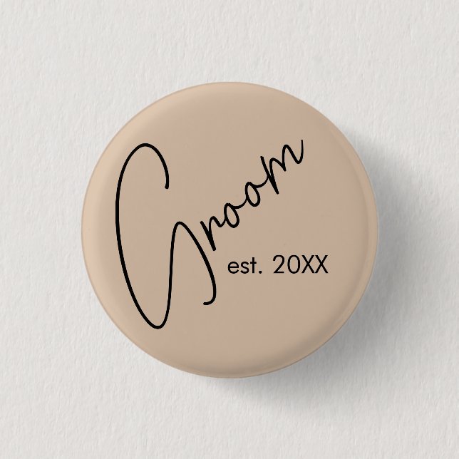 Moderne Braut | Beige + Black Schrift Button (Vorderseite)