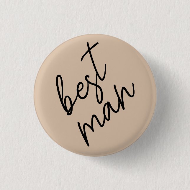 Moderne Braut | Beige + schwarze Schrift Button (Vorderseite)