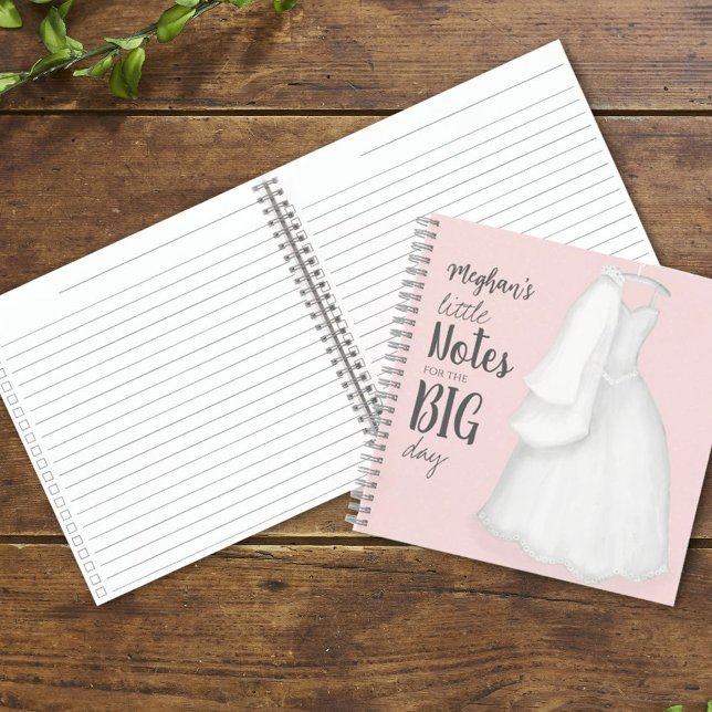 Moderne Braut Elegantes Vintag rosa Hochzeitskleid Notizbuch (Wedding notebook planner.)