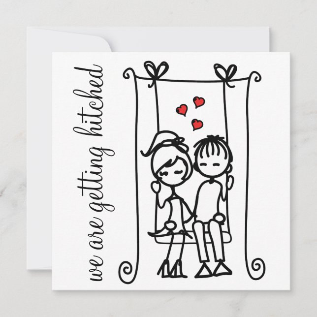 Moderne Braut & Gräuel Doodles Einladung Hochzeit (Vorderseite)