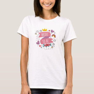 Moderne Braut-Typografie in Rosa T-Shirt