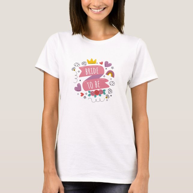 Moderne Braut-Typografie in Rosa T-Shirt (Vorderseite)