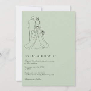 Moderne Braut und Bräutigam Skizze Hochzeit in Sal Einladung
