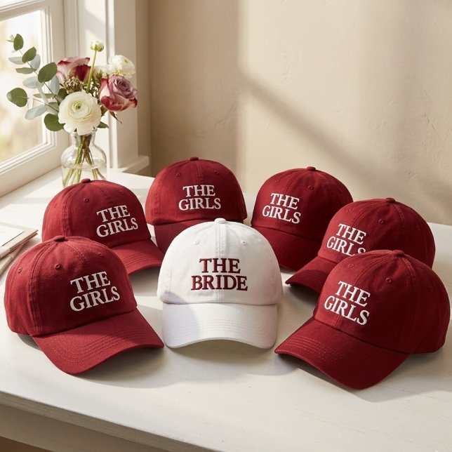 Moderne Braut- und Brautjungfern-Hochzeits-Skript Bestickte Baseballkappe (Bride Squad Embroidery, Bridesmaid Hat Gift, Wedding Party Favor, Bridal Party Keepsake, Bride Gift)