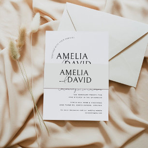 Moderne Brautbündchen und Bräutigamen Einladungsbanderole