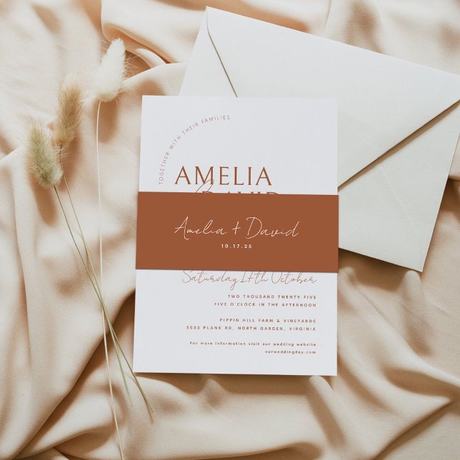 Moderne Brautbündchen und Bräutigamen Einladungsbanderole (Von Creator hochgeladen)