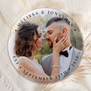 Moderne Brautgroom Einfaches Foto Hochzeit Button