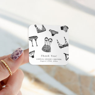 Moderne Brautparty mit Schriftzug und Wäsche Quadratischer Aufkleber