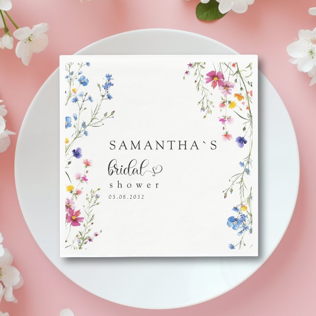 Moderne Brautparty mit Wildblumen Serviette (Modern Wildflower Bridal Shower Napkins)