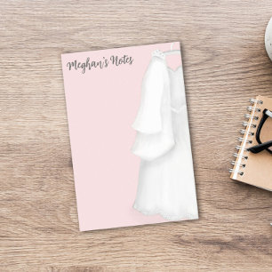 Moderne Brautplanerin Rosa Vintage-Hochzeitskleid Post-it Klebezettel