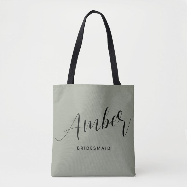 Moderne Brautschmaus-Schriftname große Tasche. (Vorderseite)
