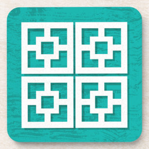 Moderne Breeze Mittelalter Blocks Aqua Untersetzer