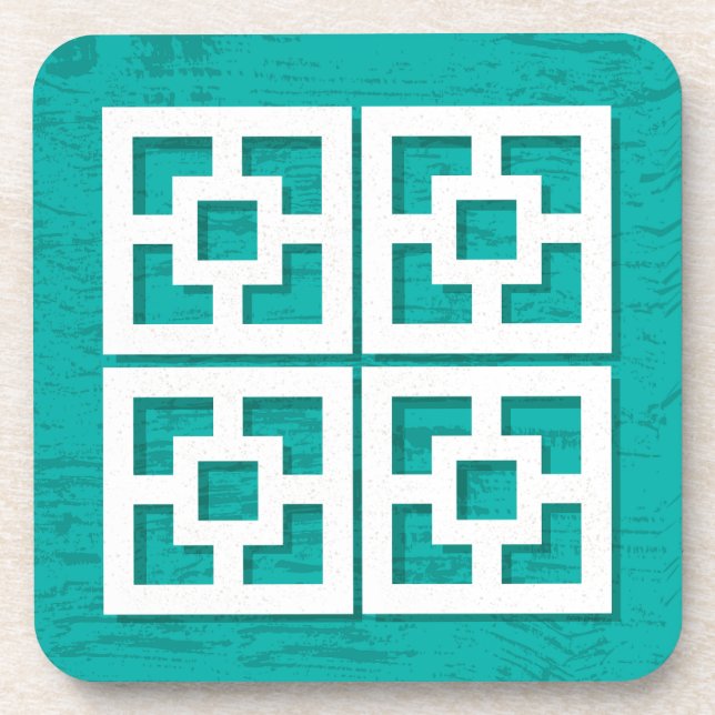 Moderne Breeze Mittelalter Blocks Aqua Untersetzer (Vorderseite)