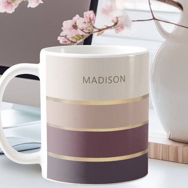 Moderne breite Streifen Gold Custom Kaffeetasse (Von Creator hochgeladen)