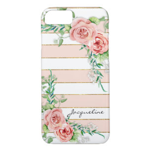 Moderne, breite Streifen Rose BOHO Chic Floral Cas Case-Mate iPhone Hülle