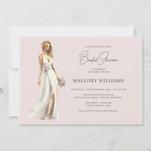 Moderne Bride Bridal Gown Dusche Einladung