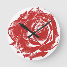 Moderne Briefmarke der Rote Rose Runde Wanduhr