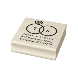 Moderne Briefmarke für den Hochzeitsring Monogram- Gummistempel