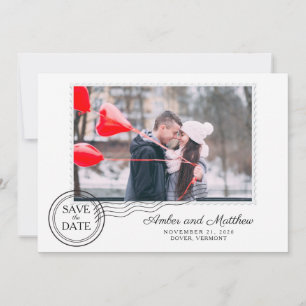 Moderne Briefmarke Hochzeit Foto Save the Date