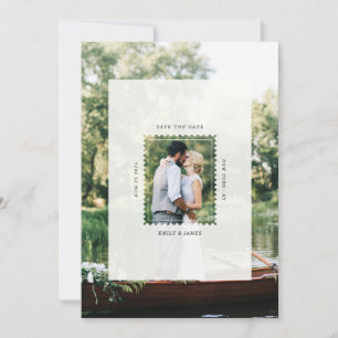 Moderne Briefmarken-Hochzeitsfoto-QR-Code Save The Date