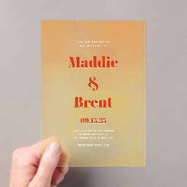 Moderne Bright & Bold glänzende Orange Wedding Acryleinladungen