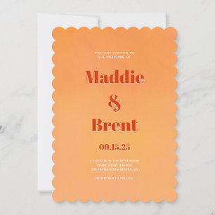 Moderne Bright & Bold Gradient Burnt Orange Weddin Einladung