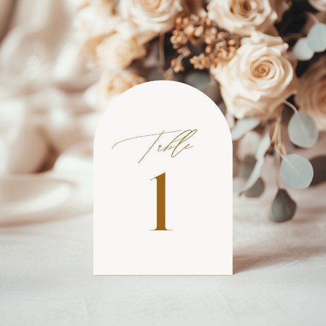 Moderne Bronze Elegante Hochzeitskarte Tischnummer (Von Creator hochgeladen)