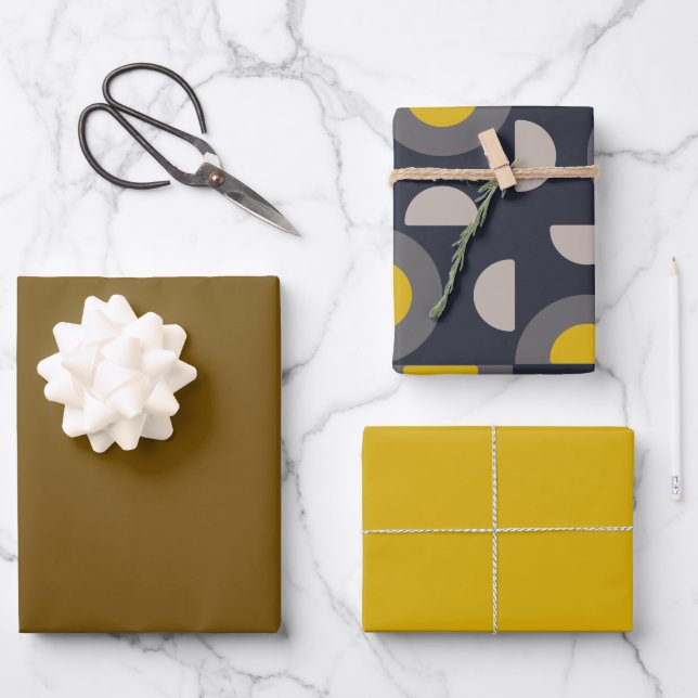 Moderne Bronze-Senf-Thunder aus dem Mittelalter Geschenkpapier Set (Vorderseite)