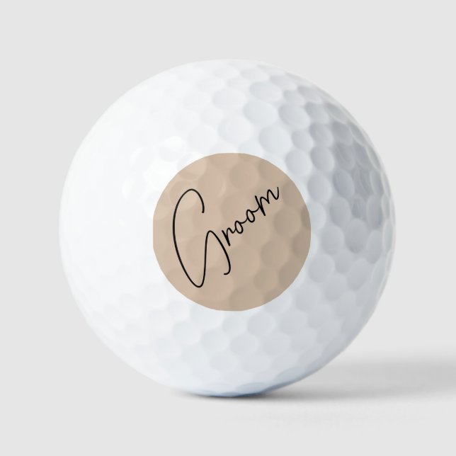 Moderne Brücke | Beige + Schwarzes Skript Golfball