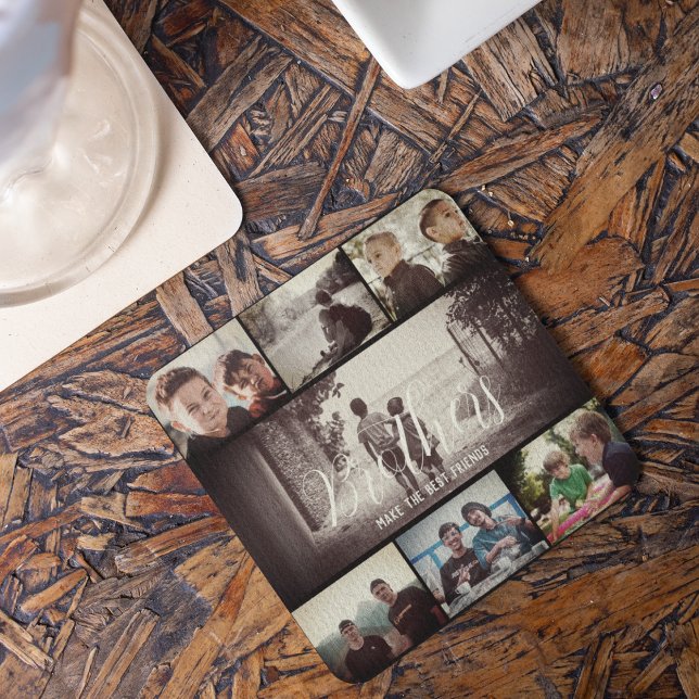 Moderne Bruder besten Freunde Dunkle Foto Collage Getränkeuntersetzer (Von Creator hochgeladen)