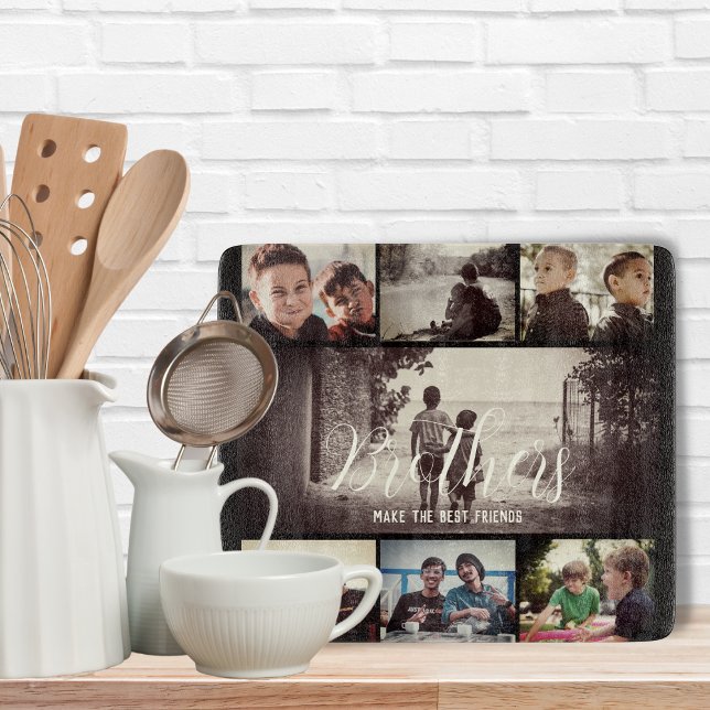 Moderne Bruder besten Freunde Dunkle Foto Collage Schneidebrett (Von Creator hochgeladen)