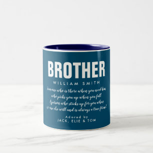 Moderne Bruder-Zitat Cool Blau Zweifarbige Tasse