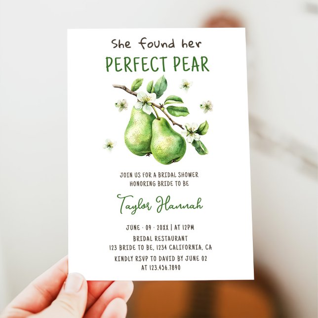 Moderne Brunch Greenery Perfect Pear Brautparty Einladung (Von Creator hochgeladen)