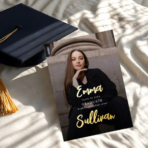 Moderne Brush-Schrift Foto Abitur Folieneinladung