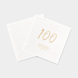 Moderne Brush Script 100. Geburtstagsfeier Servietten Mit Folie