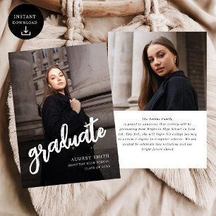 Moderne Brush Script Foto Abitur Ankündigung
