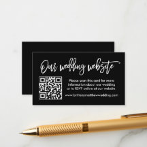 Moderne Brush Script Wedding Website QR Black
