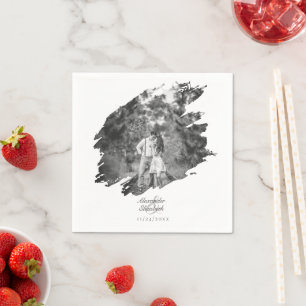 Moderne Brushstroke Foto Wedding   Weiß Serviette