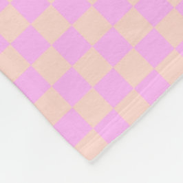 Moderne Bubble-Gum-/Pfirsich-Schachbrettmuster Fleecedecke