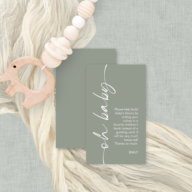 Moderne Bücher für Oh Baby Dusche Begleitkarte (Front and back view of small books for baby enclosure card)