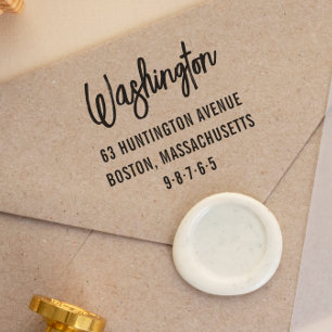 Moderne Buchstaben Familienname und Rücksendeadres Permastempel