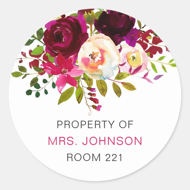 Moderne Buchzeichen der Lehrerklasse Runder Aufkleber (Vorderseite)