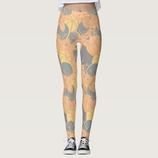 Moderne Bud & Blume kühne Muster Athletik Leggings (Vorderseite)