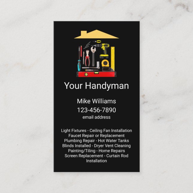Moderne Budget Handyman Business Cards Visitenkarte (Vorderseite)