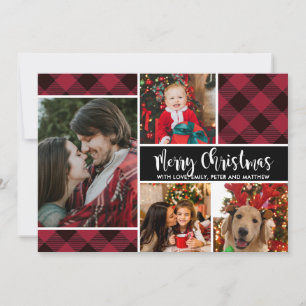 Moderne Buffalo Kariert Multi Foto Weihnachtskarte