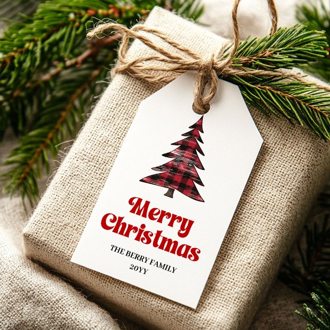 Moderne Buffalo Tree Weihnachtsgeschenk-Anhänger Geschenkanhänger (Modern Buffalo Tree Christmas Gift Tag)