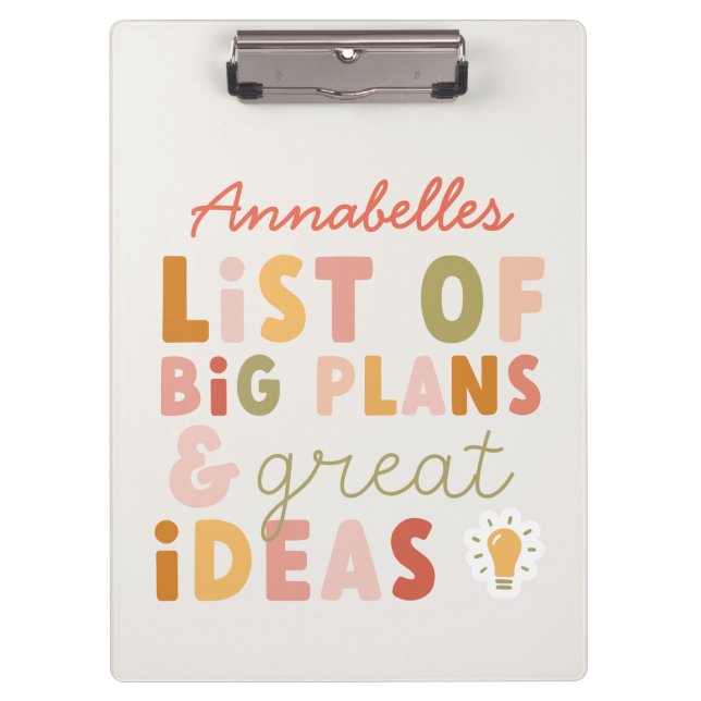 Moderne bunt kühn gestaltete Typografien und Ideen Klemmbrett (Vorderseite)