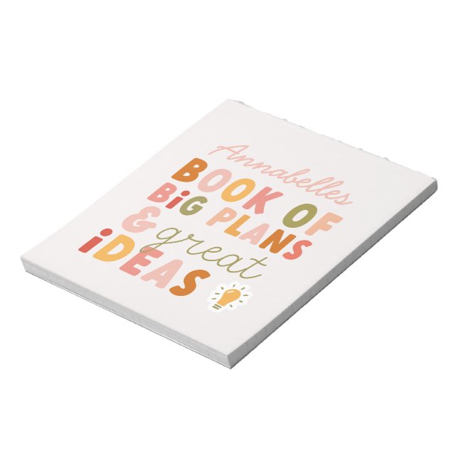 Moderne bunt kühn gestaltete Typografien und Ideen Notizblock (Rotiert)